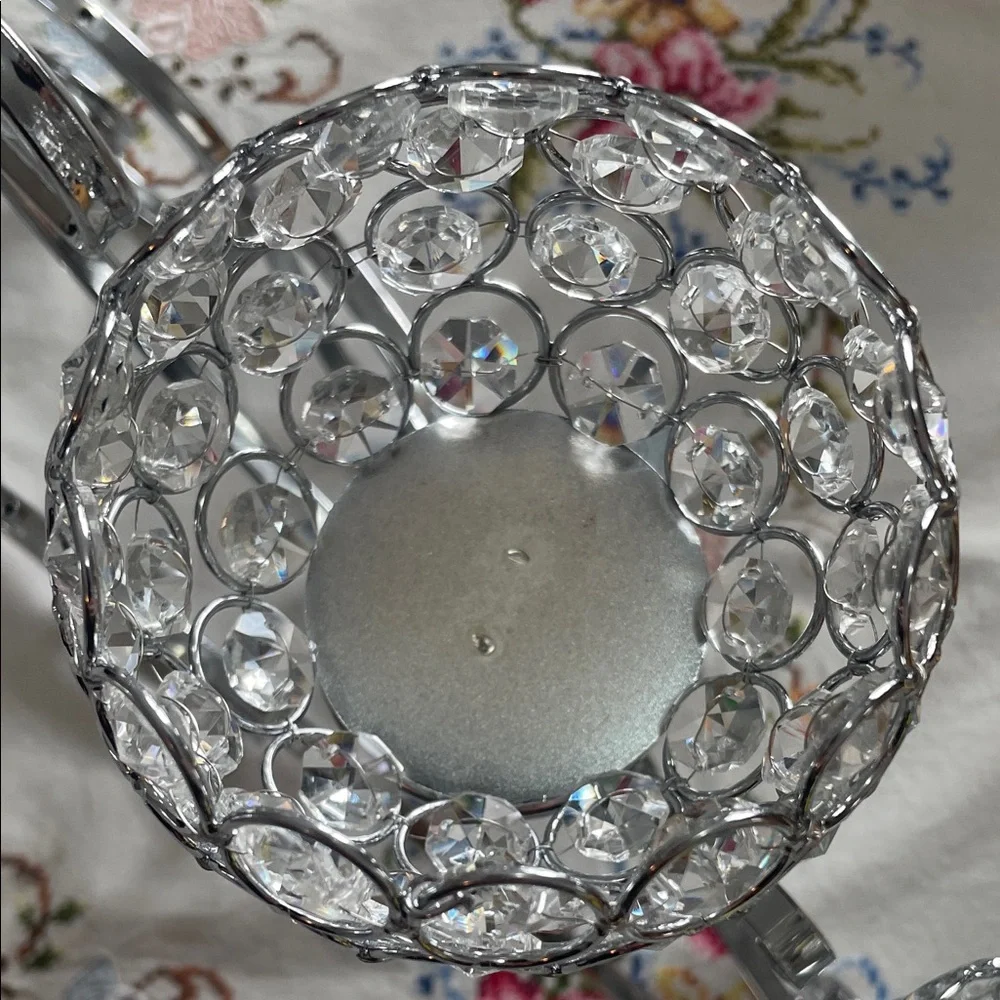 5 Arm Crystal Pendant Bowl Tea Light Candle Holder Table Centerpiece Decorations - Picture 14 of 15